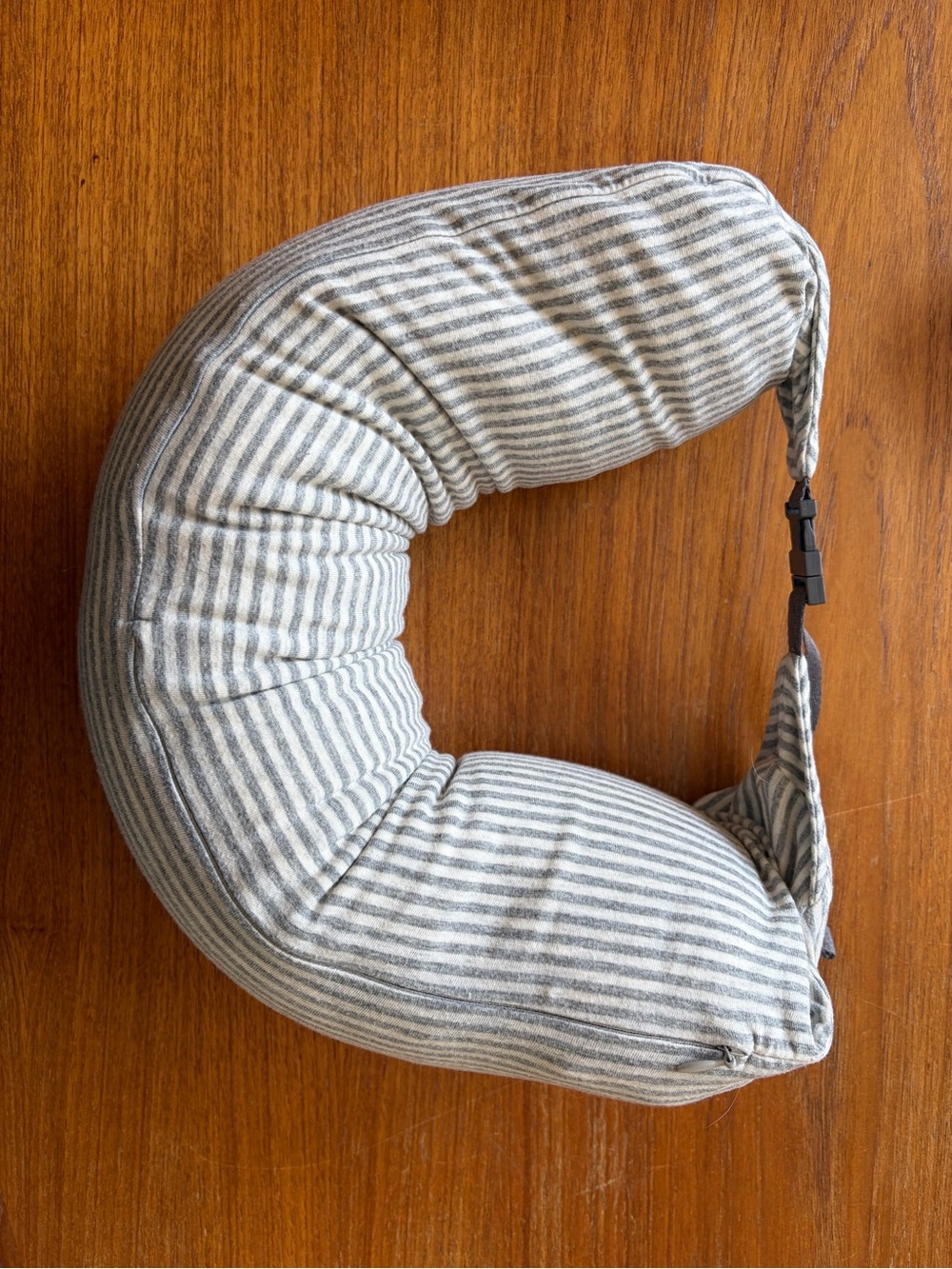 Muji Gray and White Striped Travel Neck Pillow
